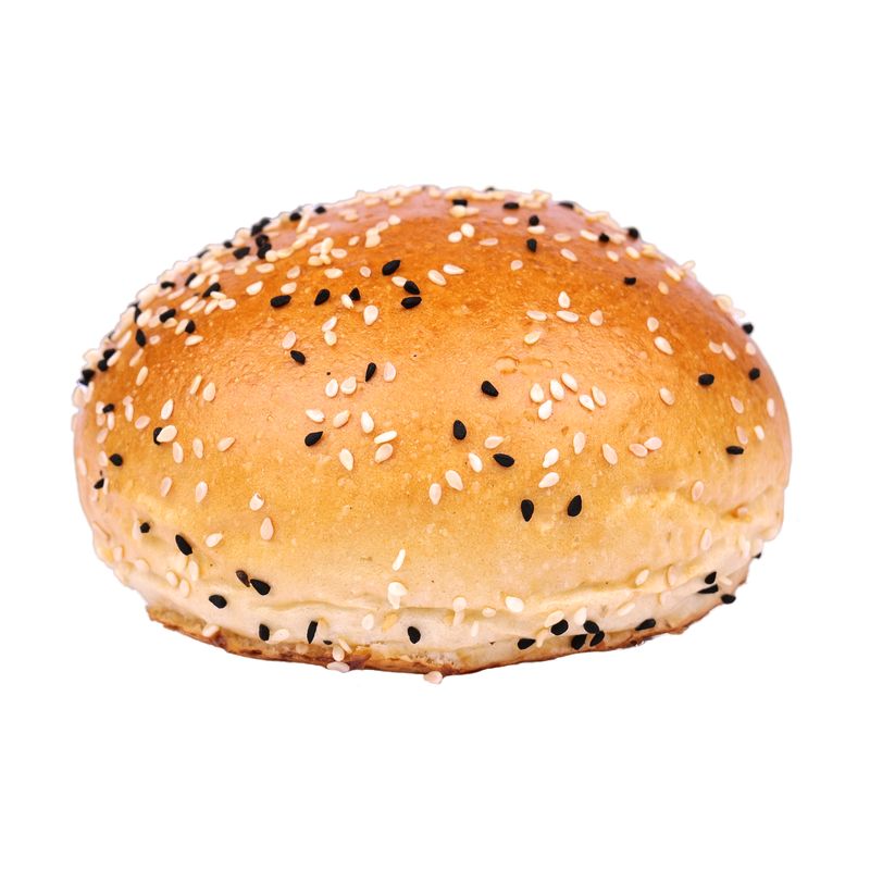 Burger Bun mit Sesam und Schwarzkümmel bestreut