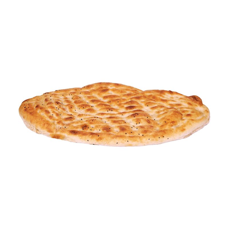 Flaches ovales Milchfladenbrot mit gemusterter, glänzender Oberfläche