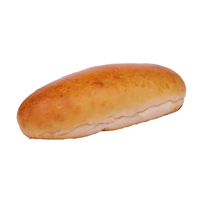 Längliches Hotdog-Milchfladenbrot mit glatter, goldgelb gebackener Oberfläche