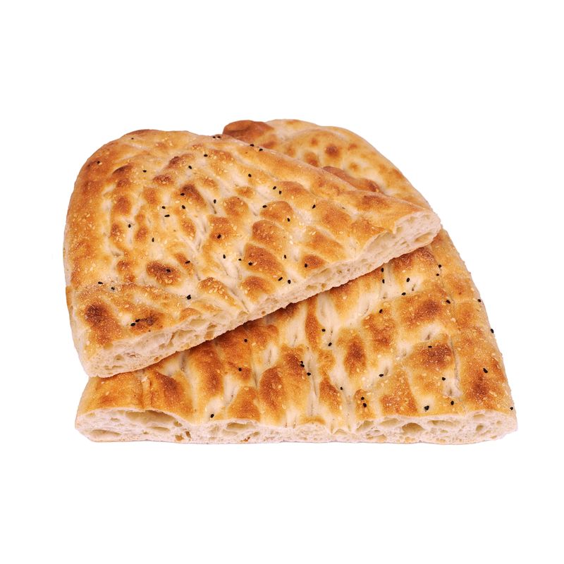 In Segmente geschnittenes Milchfladenbrot, lockere helle Krume