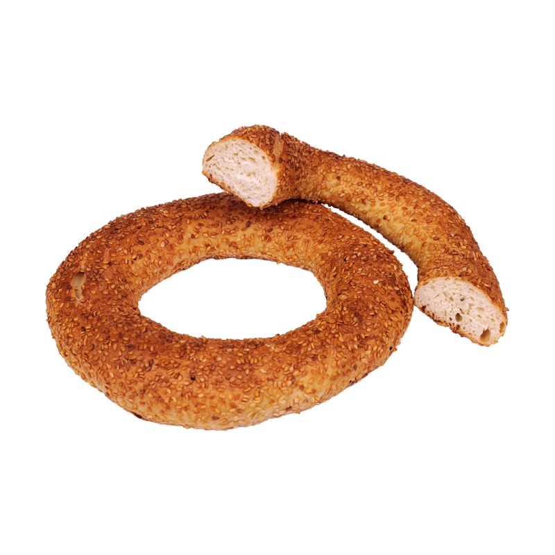 Sesamring mit abgetrenntem Stück, die Krume ist sichtbar